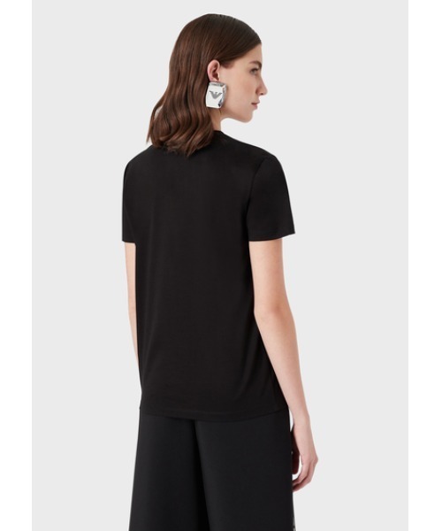 EMPORIO ARMANI（エンポリオアルマーニ）の「【エンポリオ アルマーニ】Tシャツ シルケットジャージー製 オプアートポケット（Tシャツ/カットソー・レディース・ブラック/ホワイト系その他・MEDIUM/X-SMALL/SMALL/LARGE）」の9枚目の写真