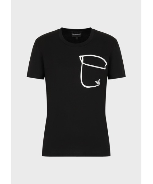 EMPORIO ARMANI（エンポリオアルマーニ）の「【エンポリオ アルマーニ】Tシャツ シルケットジャージー製 オプアートポケット（Tシャツ/カットソー・レディース・ブラック/ホワイト系その他・MEDIUM/X-SMALL/SMALL/LARGE）」の8枚目の写真