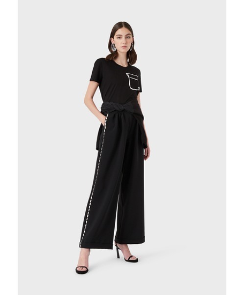 EMPORIO ARMANI（エンポリオアルマーニ）の「【エンポリオ アルマーニ】Tシャツ シルケットジャージー製 オプアートポケット（Tシャツ/カットソー・レディース・ブラック/ホワイト系その他・MEDIUM/X-SMALL/SMALL/LARGE）」の5枚目の写真