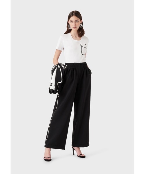 EMPORIO ARMANI（エンポリオアルマーニ）の「【エンポリオ アルマーニ】Tシャツ シルケットジャージー製 オプアートポケット（Tシャツ/カットソー・レディース・ブラック/ホワイト系その他・MEDIUM/X-SMALL/SMALL/LARGE）」の16枚目の写真