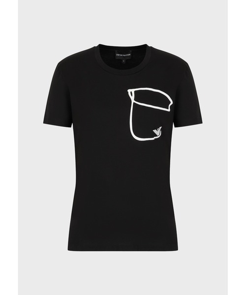 EMPORIO ARMANI（エンポリオアルマーニ）の「【エンポリオ アルマーニ】Tシャツ シルケットジャージー製 オプアートポケット（Tシャツ/カットソー・レディース・ブラック/ホワイト系その他・MEDIUM/X-SMALL/SMALL/LARGE）」の13枚目の写真