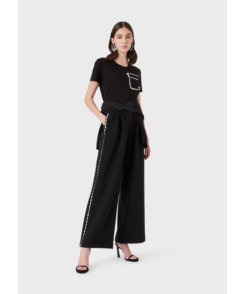 EMPORIO ARMANI（エンポリオアルマーニ）の「【エンポリオ アルマーニ】Tシャツ シルケットジャージー製 オプアートポケット（Tシャツ/カットソー・レディース・ブラック/ホワイト系その他・MEDIUM/X-SMALL/SMALL/LARGE）」の12枚目の写真