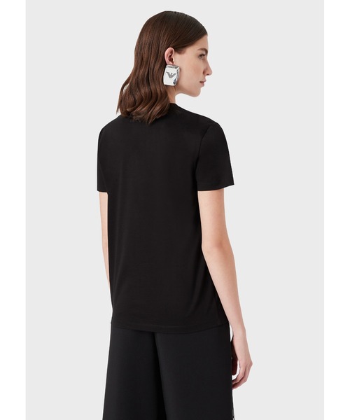 EMPORIO ARMANI（エンポリオアルマーニ）の「【エンポリオ アルマーニ】Tシャツ シルケットジャージー製 オプアートポケット（Tシャツ/カットソー・レディース・ブラック/ホワイト系その他・MEDIUM/X-SMALL/SMALL/LARGE）」の11枚目の写真