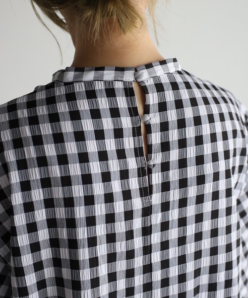 r.（アールドット）の「ギンガムチェックフロントタックOP（ワンピース・レディース・ブラック/クリーム/ラベンダー/グレイッシュベージュ・FREE）」の11枚目の写真