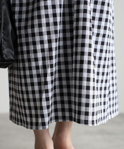 r.（アールドット）の「ギンガムチェックフロントタックOP（ワンピース・レディース・ブラック/クリーム/ラベンダー/グレイッシュベージュ・FREE）」の13枚目の写真