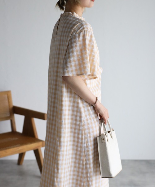 r.（アールドット）の「ギンガムチェックフロントタックOP（ワンピース・レディース・ブラック/クリーム/ラベンダー/グレイッシュベージュ・FREE）」の17枚目の写真