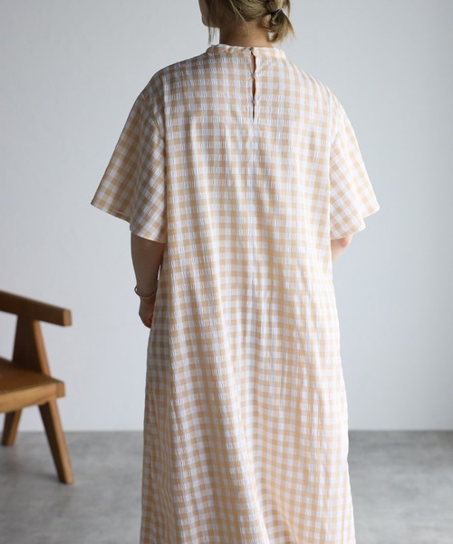 r.（アールドット）の「ギンガムチェックフロントタックOP（ワンピース・レディース・ブラック/クリーム/ラベンダー/グレイッシュベージュ・FREE）」の18枚目の写真