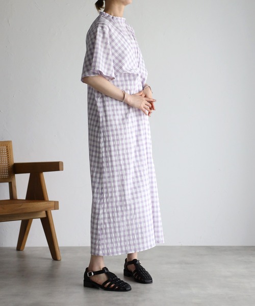 r.（アールドット）の「ギンガムチェックフロントタックOP（ワンピース・レディース・ブラック/クリーム/ラベンダー/グレイッシュベージュ・FREE）」の19枚目の写真