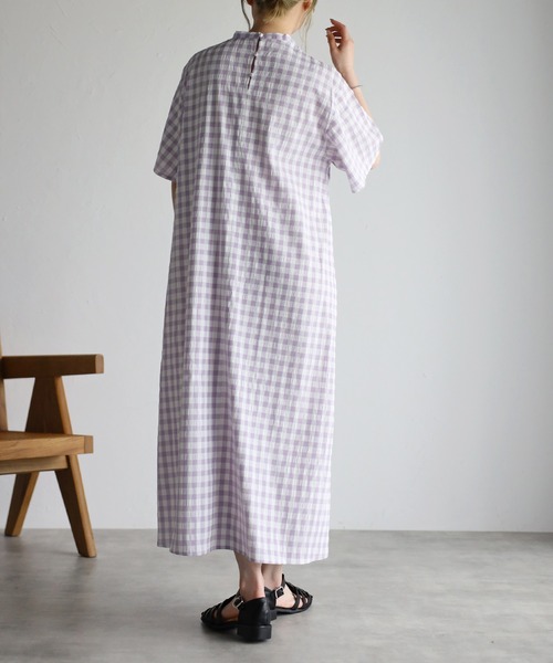 r.（アールドット）の「ギンガムチェックフロントタックOP（ワンピース・レディース・ブラック/クリーム/ラベンダー/グレイッシュベージュ・FREE）」の20枚目の写真