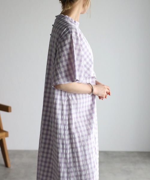 r.（アールドット）の「ギンガムチェックフロントタックOP（ワンピース・レディース・ブラック/クリーム/ラベンダー/グレイッシュベージュ・FREE）」の22枚目の写真