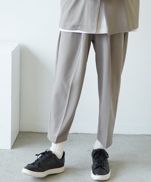 Bling Leads（ブリングリーズ）の「★Bling leads★梨地 アンクルワイドテーパードパンツ（スラックス・レディース・ブラック/ブルー/グレイッシュベージュ/ブラウン/ライトグレー/グレー系・LARGE/MEDIUM）」の6枚目の写真