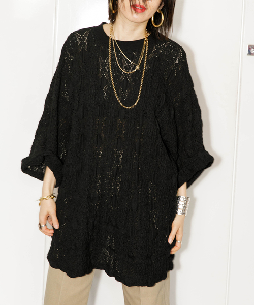 CITYSHOP(シティーショップ)の「LACE T-SHIRT3(Tシャツ/カットソー・レディース・ホワイト/ブラック・FREE)」の2枚目の写真