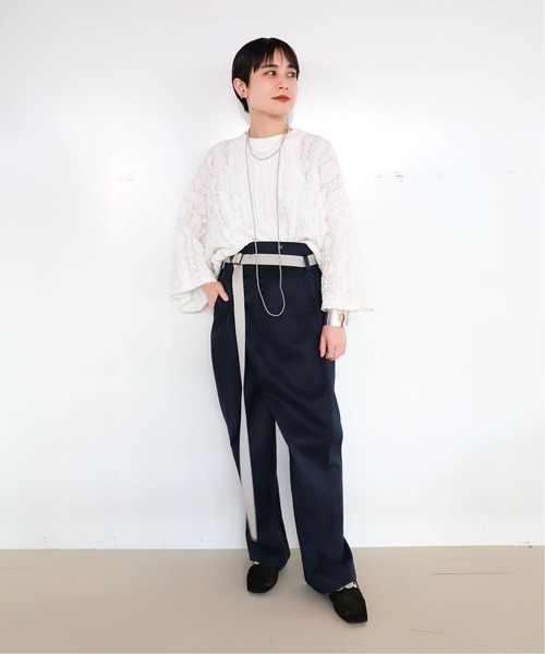 CITYSHOP(シティーショップ)の「LACE T-SHIRT3(Tシャツ/カットソー・レディース・ホワイト/ブラック・FREE)」の6枚目の写真