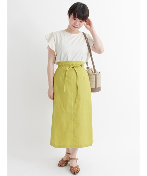 Te chichi TERRASSE（テチチテラス）の「リネン混ウエストリボンセミタイトスカート（スカート・レディース・ベージュ/イエロー/チャコール・ﾌﾘ-）」の7枚目の写真