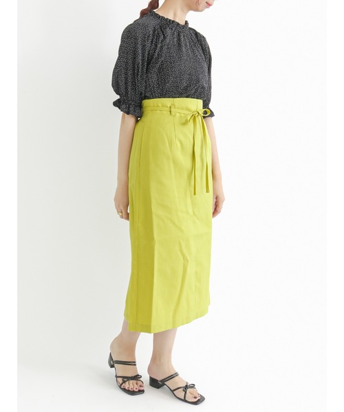 Te chichi TERRASSE（テチチテラス）の「リネン混ウエストリボンセミタイトスカート（スカート・レディース・ベージュ/イエロー/チャコール・ﾌﾘ-）」の12枚目の写真