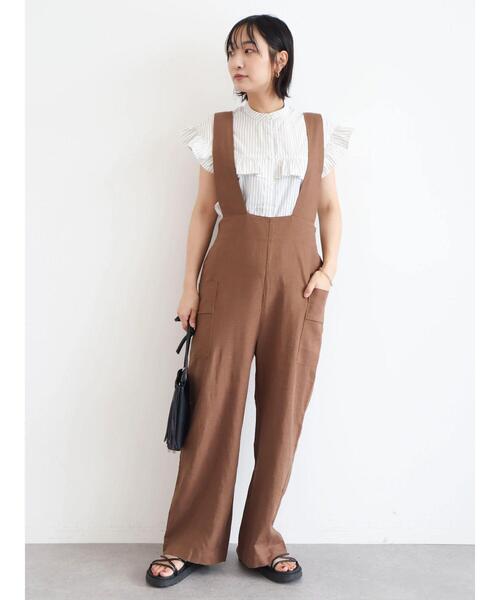 Green　Parks（グリーンパークス）の「リネンサロペット（サロペット/オーバーオール・レディース・ブラック/ブラウン・FREE）」の15枚目の写真