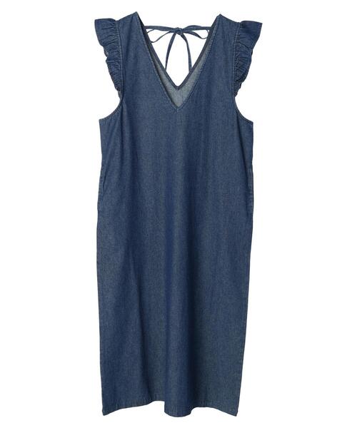 Sugar spoon(シュガースプーン)の「・SUGAR SPOON ラッフルデニムワンピース(ワンピース・レディース・インディゴブルー/ライトインディゴブルー・FREE)」の5枚目の写真