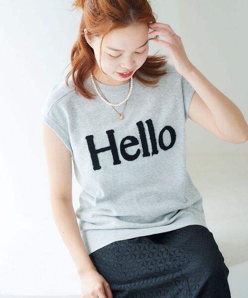 le.coeur blanc（ルクールブラン）の「Hello ロゴフレンチニット（ニット/セーター・レディース・ライトグレー/ブラック/オフホワイト・38）」の3枚目の写真