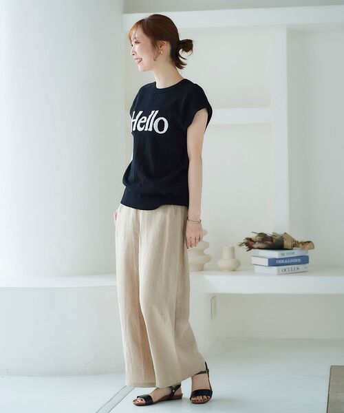 le.coeur blanc（ルクールブラン）の「Hello ロゴフレンチニット（ニット/セーター・レディース・ライトグレー/ブラック/オフホワイト・38）」の4枚目の写真