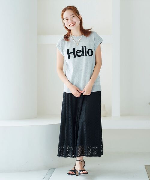 le.coeur blanc（ルクールブラン）の「Hello ロゴフレンチニット（ニット/セーター・レディース・ライトグレー/ブラック/オフホワイト・38）」の10枚目の写真