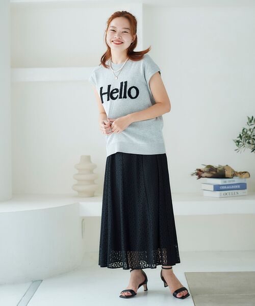 le.coeur blanc（ルクールブラン）の「Hello ロゴフレンチニット（ニット/セーター・レディース・ライトグレー/ブラック/オフホワイト・38）」の11枚目の写真