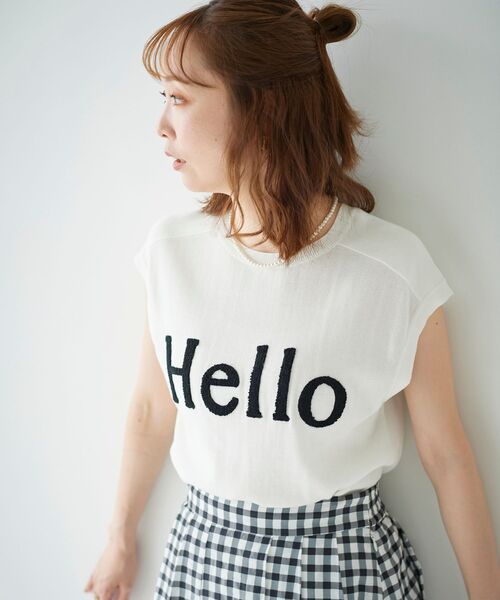 le.coeur blanc（ルクールブラン）の「Hello ロゴフレンチニット（ニット/セーター・レディース・ライトグレー/ブラック/オフホワイト・38）」の18枚目の写真