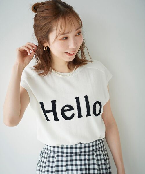 le.coeur blanc（ルクールブラン）の「Hello ロゴフレンチニット（ニット/セーター・レディース・ライトグレー/ブラック/オフホワイト・38）」の19枚目の写真
