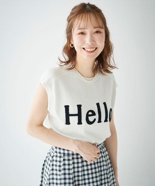 le.coeur blanc（ルクールブラン）の「Hello ロゴフレンチニット（ニット/セーター・レディース・ライトグレー/ブラック/オフホワイト・38）」の21枚目の写真