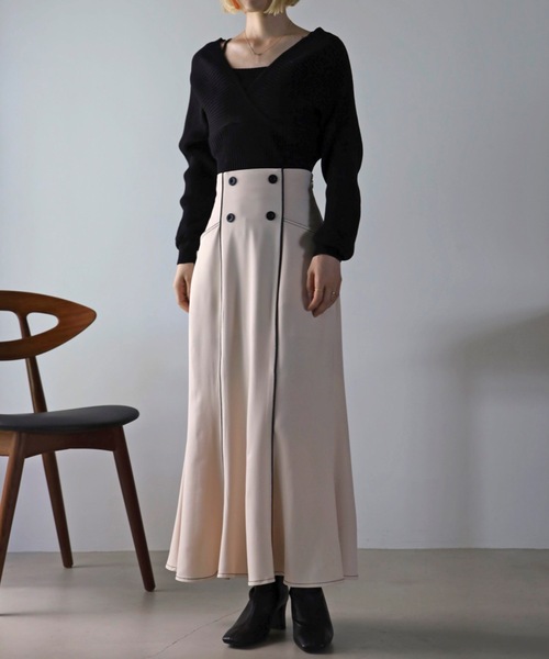 UNFIELD（アンフィールド）の「【UNFIELD】配色パイピングマーメイドスカート（スカート・レディース・ブラック/ベージュ・FREE）」の5枚目の写真