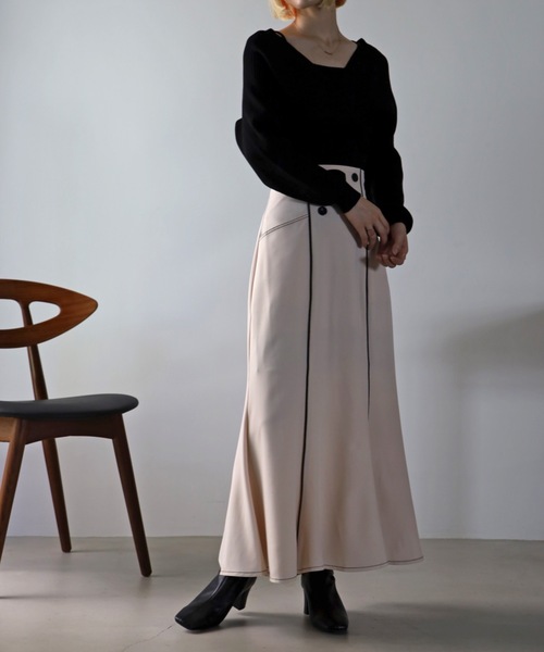UNFIELD（アンフィールド）の「【UNFIELD】配色パイピングマーメイドスカート（スカート・レディース・ブラック/ベージュ・FREE）」の8枚目の写真