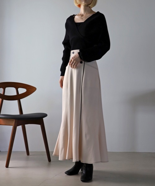 UNFIELD（アンフィールド）の「【UNFIELD】配色パイピングマーメイドスカート（スカート・レディース・ブラック/ベージュ・FREE）」の9枚目の写真