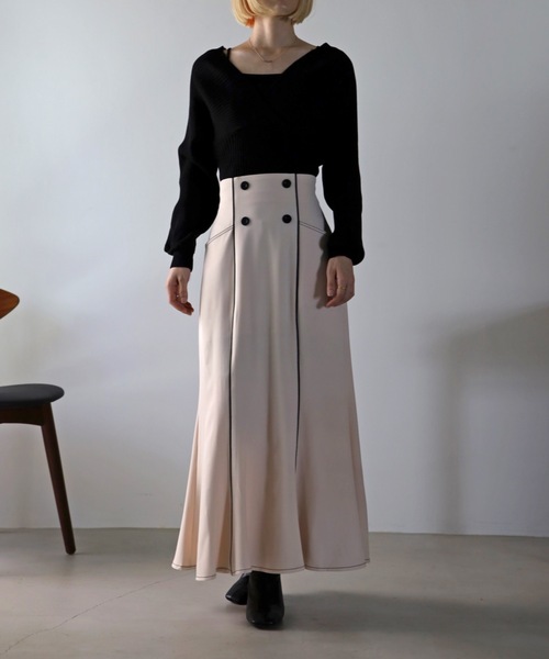 UNFIELD（アンフィールド）の「【UNFIELD】配色パイピングマーメイドスカート（スカート・レディース・ブラック/ベージュ・FREE）」の10枚目の写真