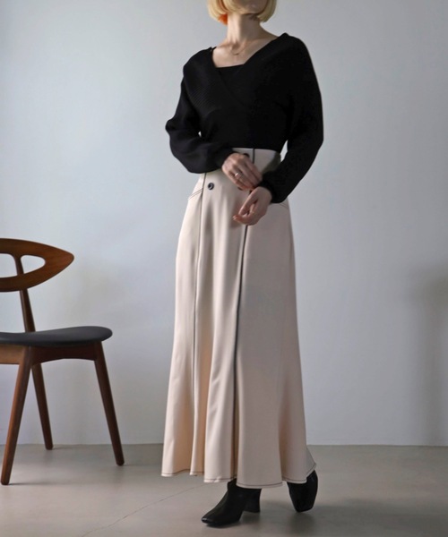 UNFIELD（アンフィールド）の「【UNFIELD】配色パイピングマーメイドスカート（スカート・レディース・ブラック/ベージュ・FREE）」の11枚目の写真