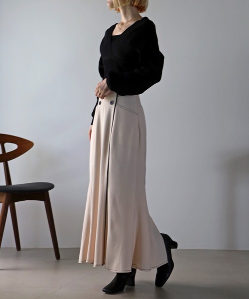 UNFIELD（アンフィールド）の「【UNFIELD】配色パイピングマーメイドスカート（スカート・レディース・ブラック/ベージュ・FREE）」の12枚目の写真