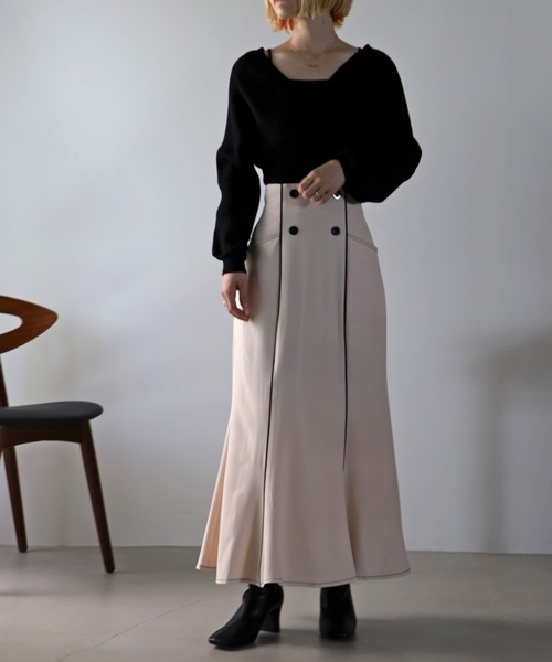 UNFIELD（アンフィールド）の「【UNFIELD】配色パイピングマーメイドスカート（スカート・レディース・ブラック/ベージュ・FREE）」の13枚目の写真
