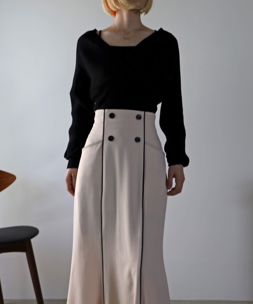 UNFIELD（アンフィールド）の「【UNFIELD】配色パイピングマーメイドスカート（スカート・レディース・ブラック/ベージュ・FREE）」の17枚目の写真