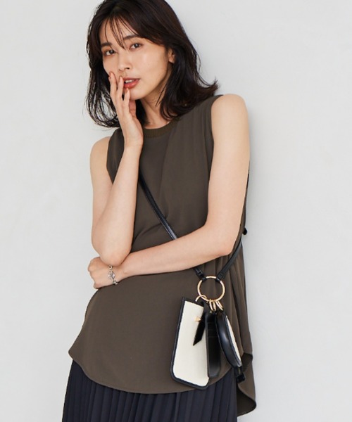 BARNYARDSTORM（バンヤードストーム）の「BARNYARDSTORM / ダブルクロスタンク（Tシャツ/カットソー・レディース・ブラック/モカ/カーキ・1/0）」の3枚目の写真