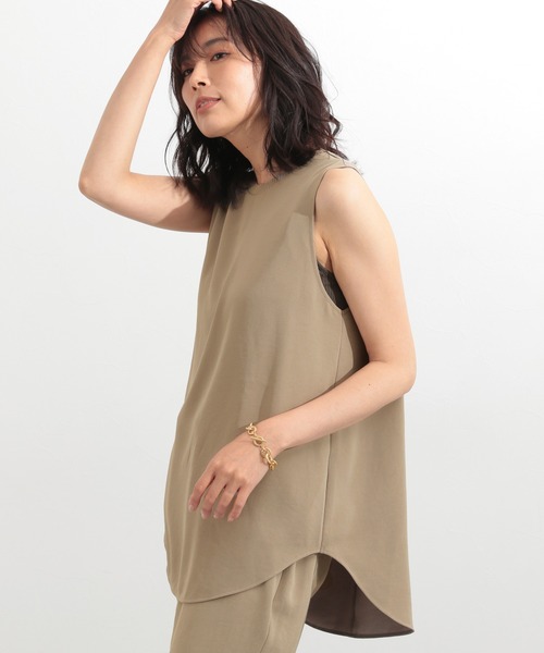 BARNYARDSTORM（バンヤードストーム）の「BARNYARDSTORM / ダブルクロスタンク（Tシャツ/カットソー・レディース・ブラック/モカ/カーキ・1/0）」の2枚目の写真