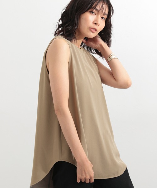 BARNYARDSTORM（バンヤードストーム）の「BARNYARDSTORM / ダブルクロスタンク（Tシャツ/カットソー・レディース・ブラック/モカ/カーキ・1/0）」の4枚目の写真