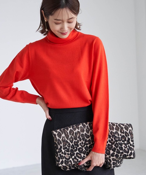 ROPE' PICNIC（ロペピクニック）の「アンチピリング天竺タートルネックプルオーバー（ニット/セーター・レディース・ブラック/ベージュ/オフホワイト/オレンジ/グリーン/ホワイト系その他5/ブルー系その他4・38）」の7枚目の写真