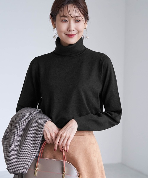 ROPE' PICNIC（ロペピクニック）の「アンチピリング天竺タートルネックプルオーバー（ニット/セーター・レディース・ブラック/ベージュ/オフホワイト/オレンジ/グリーン/ホワイト系その他5/ブルー系その他4・38）」の21枚目の写真