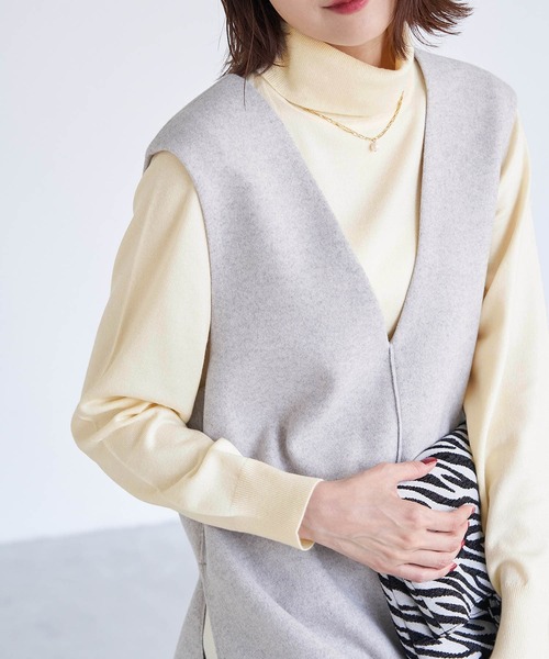 ROPE' PICNIC（ロペピクニック）の「アンチピリング天竺タートルネックプルオーバー（ニット/セーター・レディース・ブラック/ベージュ/オフホワイト/オレンジ/グリーン/ホワイト系その他5/ブルー系その他4・38）」の10枚目の写真