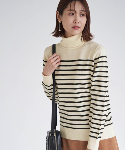 ROPE' PICNIC（ロペピクニック）の「アンチピリング天竺タートルネックプルオーバー（ニット/セーター・レディース・ブラック/ベージュ/オフホワイト/オレンジ/グリーン/ホワイト系その他5/ブルー系その他4・38）」の13枚目の写真