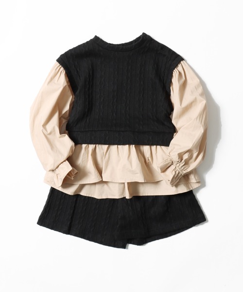 F.O.KIDS（エフオーキッズ）の「F.O.KIDS/エフオーキッズ ニットジャガードセットアップ（ベスト・キッズ・ブラック/ピンク/キャメル・130/140）」の2枚目の写真