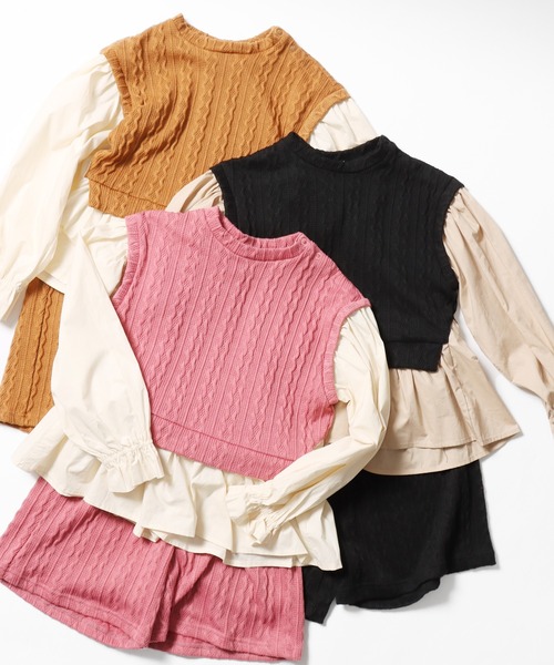 F.O.KIDS（エフオーキッズ）の「F.O.KIDS/エフオーキッズ ニットジャガードセットアップ（ベスト・キッズ・ブラック/ピンク/キャメル・130/140）」の17枚目の写真