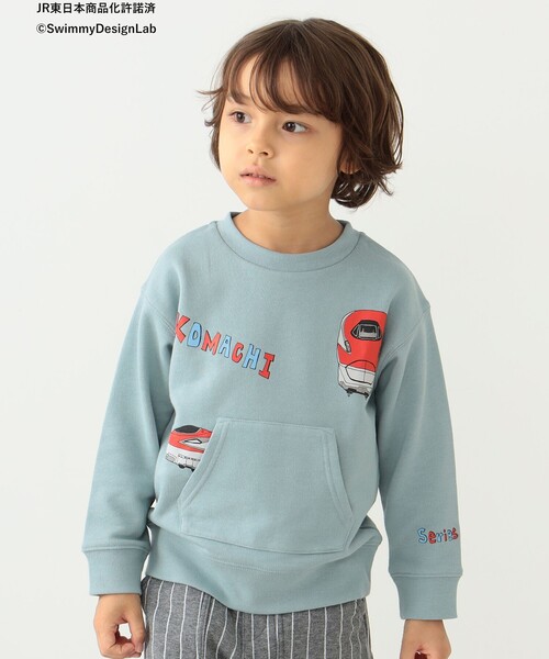BEAMS mini(ビームスミニ)の「BEAMS mini / トレイン トンネル ポケット スウェット プルオーバー (90~150cm)(スウェット・キッズ・ライトグレー/ブルー系その他3/グリーン系その他・150/120/130/100/90/140/110)」の2枚目の写真