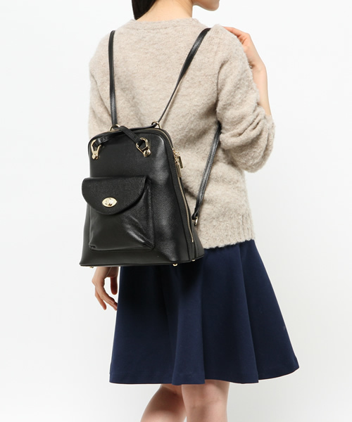 ROSE BUD（ローズバッド）の「(ROSE BUD)S290G PEBBLE LEATHER TWO WAY BAG[リュック]（バックパック/リュック・レディース・ブラック/ネイビー/ホワイト/イエロー/ブラウン・ONE SIZE）」の7枚目の写真