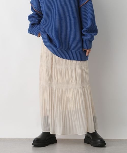 LOWRYS FARM（ローリーズファーム）の「シャーリングＩラインスカート　169157（スカート・レディース・アイボリー/ブラック/ブルー・FREE）」の6枚目の写真