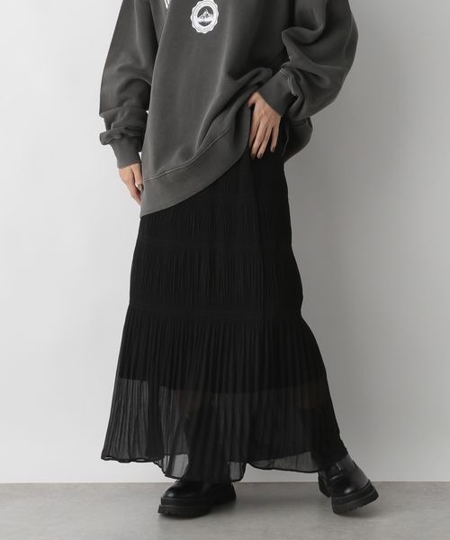 LOWRYS FARM（ローリーズファーム）の「シャーリングＩラインスカート　169157（スカート・レディース・アイボリー/ブラック/ブルー・FREE）」の8枚目の写真