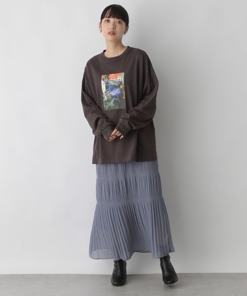 LOWRYS FARM（ローリーズファーム）の「シャーリングＩラインスカート　169157（スカート・レディース・アイボリー/ブラック/ブルー・FREE）」の9枚目の写真